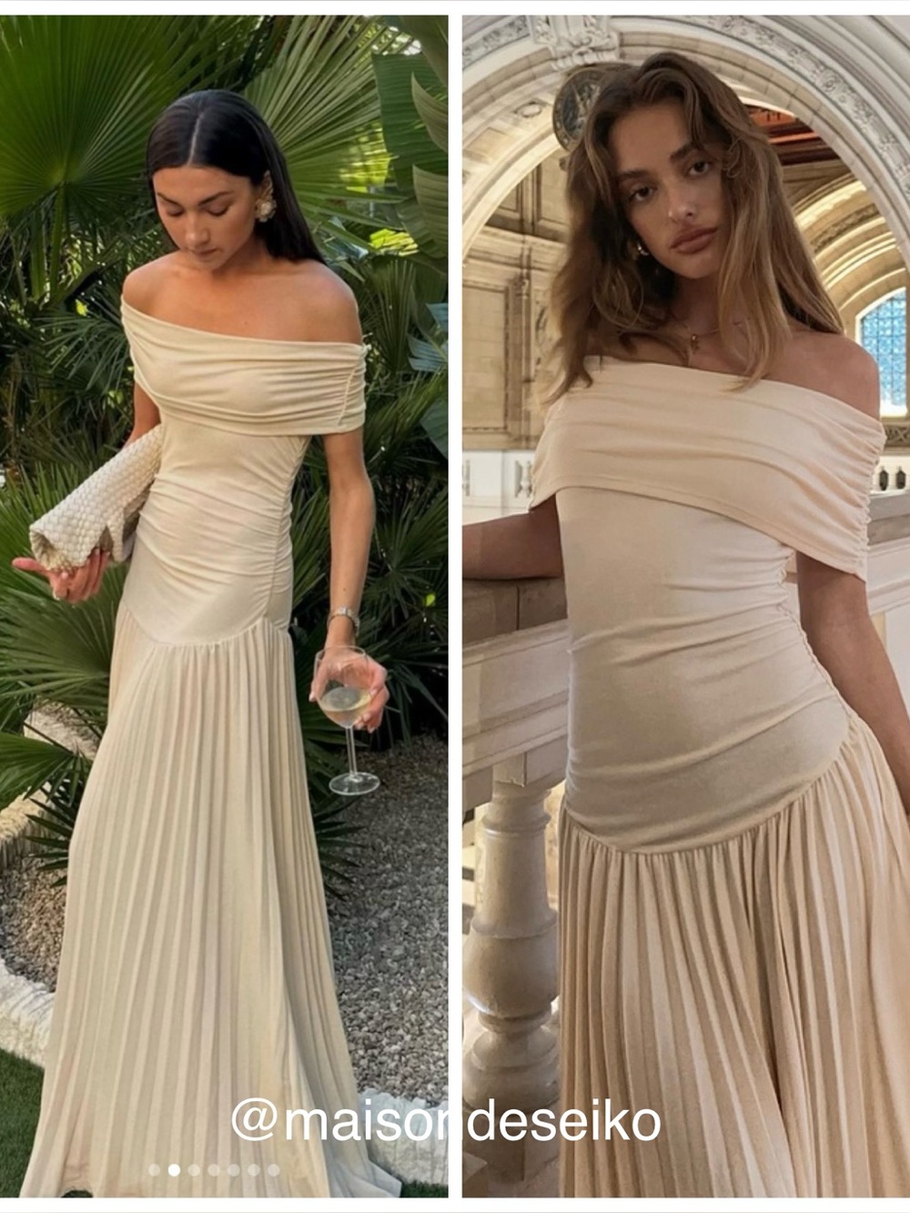 NWT Lioness Maxi Dress Beige Knit Field of Dreams Pleated Wedding Guest size S